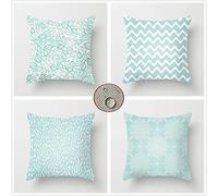 Set of 4 Cushion Covers 40x40cm , Super Soft Throw Pillow cases Square Decorative with Invisible Zipper Outdoor Waterproof Cushions for Sofa Garden Patio Decoration, Green Leaf Mandala(4421)