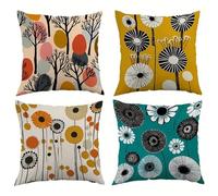 Set of 4 Cushion Covers 70x70cm Velvet Black Beige Yellow Cushion Covers Modern Square Decorative Throw Pillow Covers with Invisible Zipper Pillowcases for Outdoor Furniture Garden Living Room
