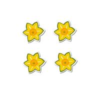 Set of 4 Daffodil Matte Vinyl Stickers, Welsh Flower Design, Yellow and Green, 3.1 x 3 cm