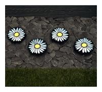 Set of 4 Daisy Solar Pathway Lights - Powered Garden Waterproof Wireless LED Landscape for Ground, Lawn, Patio, Yard, Driveway, Deck, Walkway