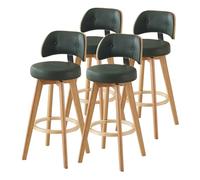 Set of 4 Dark Green Counter Height Swivel Bar Stools with Curved Backrest, 77cm Height, Upholstered PU Leather for Kitchen Island, Modern rs