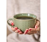Set of 4 Dark Green Large Stoneware Cups Coffee Mugs Dibor Green 4 Pack