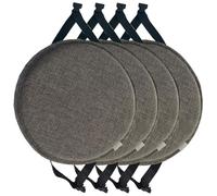 Set of 4 Dark Grey Round Chair Cushs with Ties Soft 40cm Seat Pads for Dining Room Kitchen & Office Enhanced t & Sle for High Stools