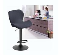 Set of 4 Dark Grey Stretch Bar Stool Covers for Low Back Swivel Chairs Curved Kitchen & Dining Room Protector Slipcovers for 2/4/6 Chairs