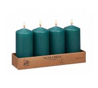 Set of 4 Dark Teal Pillar Candles, 10x5cm Unscented Wax Classic Pillar Candle Set with Approx. 25-Hour Burn Time