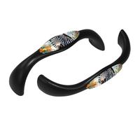 Set of 4 Decorative Handles for Drawers and Cabinet Doors, Trendy Black Wave Drawer Pulls, Cute Zebra and Flower
