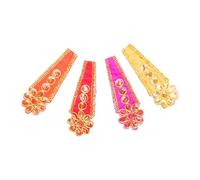 Set of 4 Decorative Puja Cloth Chunari, Pooja Chunar Ganesh Dupatta Pooja Items Articles Indian Traditional Festival Ganesha Decoration Statue Frame(Size:-6 Inch x 2 Inch) (Yellow,Red,Orange,Pink)