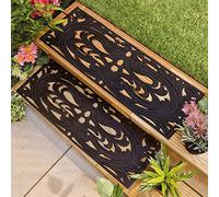 Set of 4 Decorative Rubber Step Mats - 75 x 25cm Wrought Iron Effect Indoor or Outdoor Weather Resistant Practical Non Slip Mats - Ideal For Use as Pathway Stepping Stones, Step Treads & Doormats