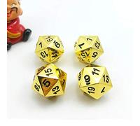 Set of 4 Deluxe Golden Solid Metal 20 Sides Dice, 4pcs D20 Gold Metallic Polyhedral Dice
