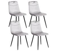 Set of 4 Dining Chairs ARGYLE Velvet Light Grey