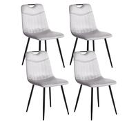 Set of 4 Dining Chairs ARGYLE Velvet Light Grey