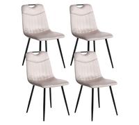 Set of 4 Dining Chairs ARGYLE Velvet Taupe