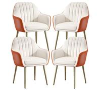 Set of 4 Dining Chairs - Artificial Leather Kitchen Chairs with Carbon Steel Legs, Versatile for Dressing Table, Makeup Room, Balcony, and Living Room Use.