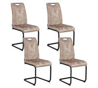Set of 4 Dining Chairs CISCO Fabric Taupe