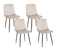 Beliani Set Of 4 Dining Chairs Havre Velvet Beige