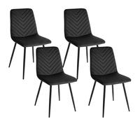 Set of 4 Dining Chairs HAVRE Velvet Black