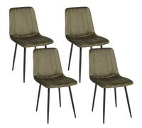 Beliani Set Of 4 Dining Chairs Kalispell Velvet Olive Green, Green