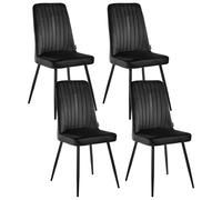 Set of 4 Dining Chairs KIRBY Velvet Black