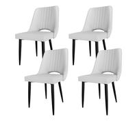 Set of 4 Dining Chairs Modern Kitchen Chairs with Black Metal Legs Stylish Cut Out Back Design Perfect for Dining Room Living Room Bedroom Reception Area