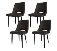 Set of 4 Dining Chairs Modern Kitchen & Living Room Seating Black Metal Legs Stylish Cut Out Back Design Perfect for Dining Room Bedroom and Reception Areas