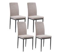 Beliani Set Of 4 Dining Chairs Riner Fabric Taupe