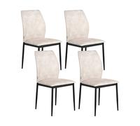 Set of 4 Dining Chairs ROCHEPORT Fabric Light Beige