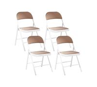 Set of 4 Folding Chairs SPARKS Metal Beige/ White