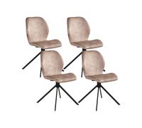 Beliani Set Of 4 Dining Chairs Swivel Morrison Velvet Beige