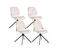 Beliani Set Of 4 Dining Chairs Swivel Morrison Velvet Light Beige