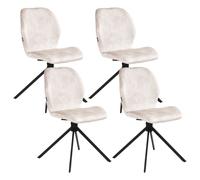 Beliani Set of 4 Dining Chairs Swivel MORRISON Velvet Light Beige, Cream