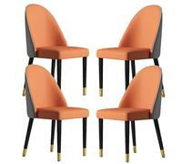 Set of 4 Dining Chairs - Tech Leather Kitchen Chairs with Wooden Legs Stylish Makeup & Dressing Table Chairs for Living Room Balcony and Mage Room