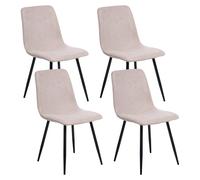 Beliani Set Of 4 Dining Chairs Tuscola Fabric Beige