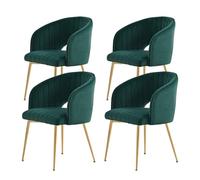Set of 4 Dining Chairs Upholstered Curved Backrest Gold Legs Modern Kitchen & Living Room Furniture Comfortable Dining Room Seating Stylish Accent Chairs