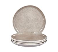 Set of 4 Dinner Plates COSTMARY Stoneware Grey