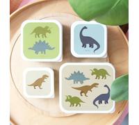 Set of 4 DINOS Lunch Boxes for Boys, A LITTLE LOVELY COMPANY khaki