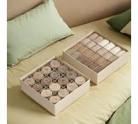 Set of 4 Drawer Organisers with 80 Compartments, Sand Beige / 4