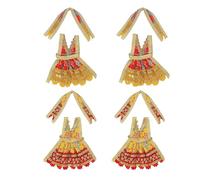 Set of 4 Durga Devi MATA Dress poshak vastra Cloth lehanga Chunari for God Idol Statue for Home Temple Pooja Item Indian Traditional Festival Navratri Special Dress(Size:-2")