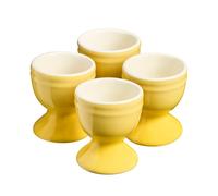 Cooks Professional Set of 4 Colourful Egg Cups | 40ml Durable Chip Resistant Ceramic Stoneware Dinnerware Graduated Design Egg Holders | Dishwasher & Microwave Safe | Yellow