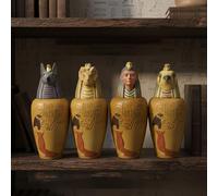 Set of 4 Egyptian Canopic Jars, Resin Figurines for Home Decor, Ancient Egyptian Statues for Shelf Display