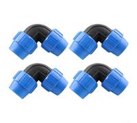 Set of 4 elbow union type quick-connect fittings for PE pipes featuring PP, PVC, and rubber construction, for irrigation and public green areas (20)