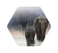Set Of 4 Elephant In The Fog Print Leather Coasters Set,Cup Mat Pad For Home And Kitchen