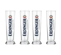 Set of 4 Erdinger Alkoholfrei 500ml Glasses - Official Branded Weizen Beer Glasses - Premium Wheat Beer Glassware