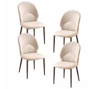 Set of 4 Ergonomic Upholstered Dining Chairs with Backrest, Metal Legs, Faux Leather - Stylish Kitchen & Living Room Chairs for Office, Lounge, and Dressing Table