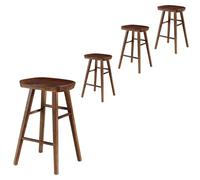 Set of 4 Ergonomic Wooden Bar Stools with Footrest - Stylish Kitchen & Breakfast Bar Chairs, Ideal for Living Room, Cafeteria, and Hallway Use, Perfect for Milk Tea Shops and Dressing Tables