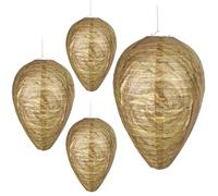 Set of 4 Fake Nests, Hanging Nests, Artificial Fake Wasp Repellent for Home and Outdoor Garden (Brown)