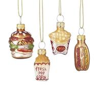 Set of 4 Fast Food Christmas Tree Hanging Ornaments | Christmas Decorations and Baubles