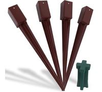 Set of 4 Fence Post Spikes 2.95” x 2.95" x 29.53" (75 x 75 x 750mm) with Driving Tool - Drive Down Metal Spikes with Bracket for Posts, Ground Stakes Holder Support for Fence Post Repair