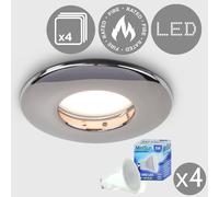 Set of 4 Fire Rated IP65 Chrome Ceiling Lights with 5w LED Bulbs ValueLights Black One Size