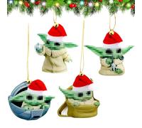 Set of 4 Flat Christmas Tree Decorations, 2D Acrylic Christmas Tree Decorations, Christmas Tree Pendants, Christmas Decorations for Christmas Tree, Window, Door Wreath