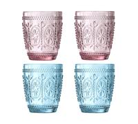 Premier Housewares Fleur Glass Tumblers, Pink/Blue, 8 x 8 x 10 cm